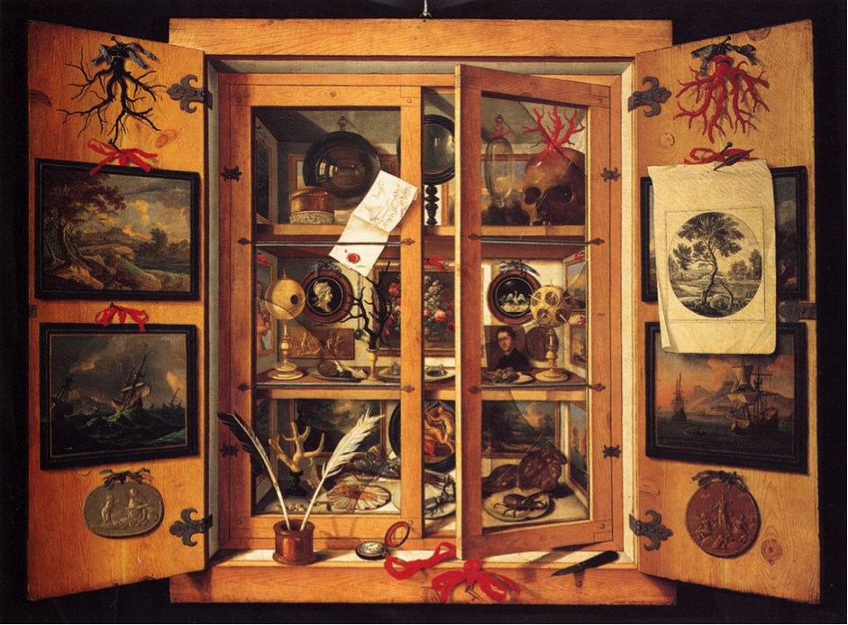 Domenico Remps, Cabinet of Curiosities, c.1690. Image via Wikimedia Commons.