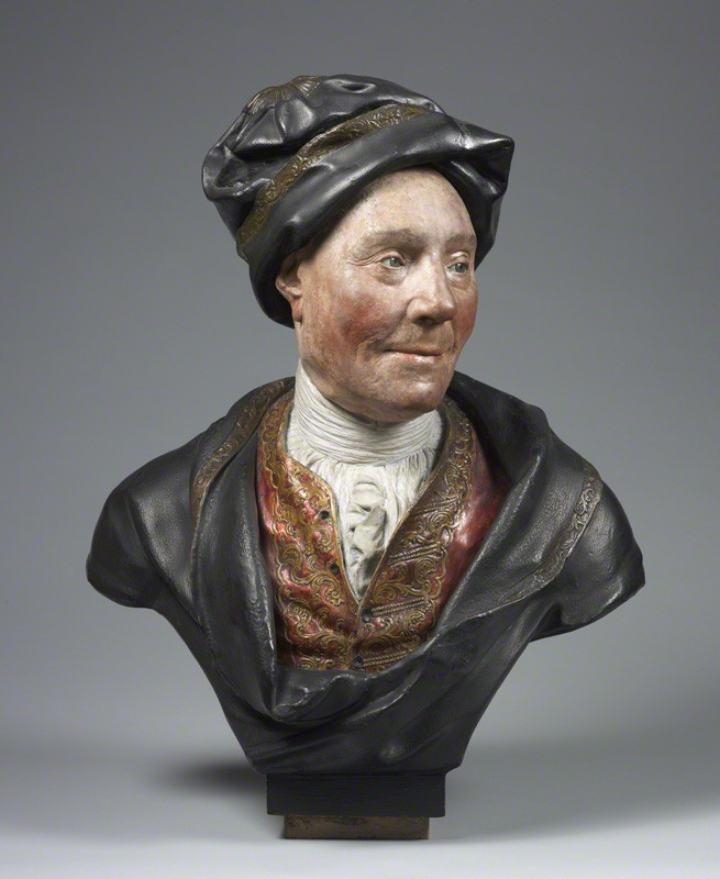 Colley Cibber, perhaps from the workshop of Sir Henry Cheere, 1st Bt, painted plaster bust, circa 1740