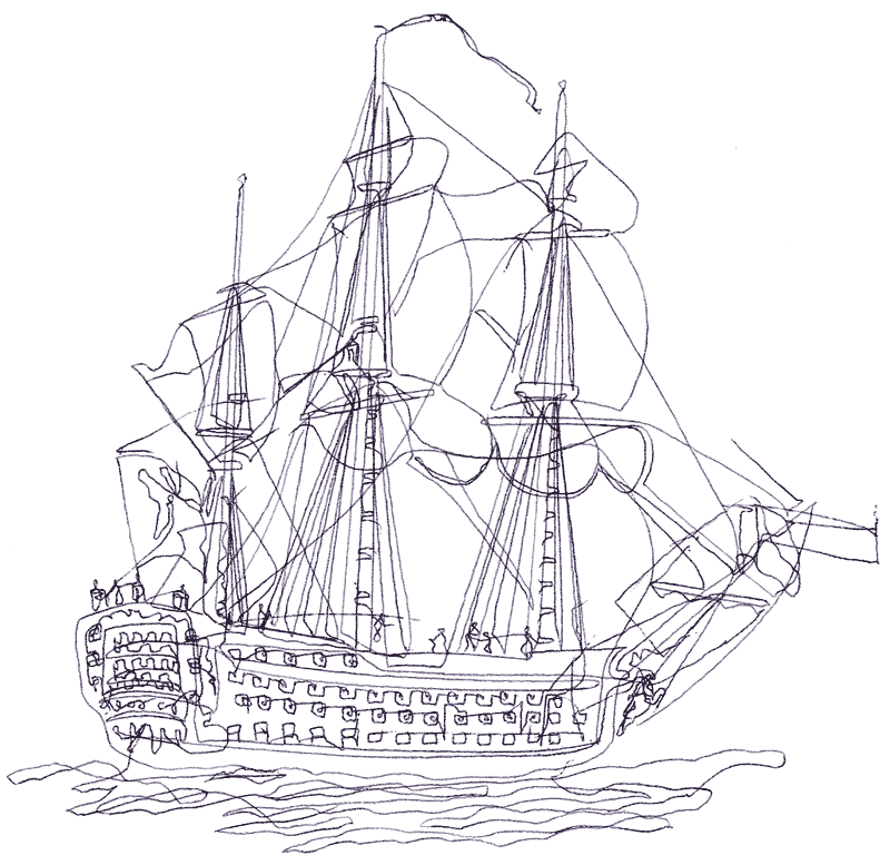 A ship drawn by Maillardet's automaton (via Wikipedia)