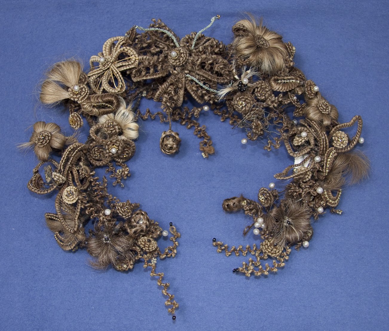 Hair wreath, North America 1850-1869, Helen Louise Allen Textile Collection at the University of Wisconsin-Madison