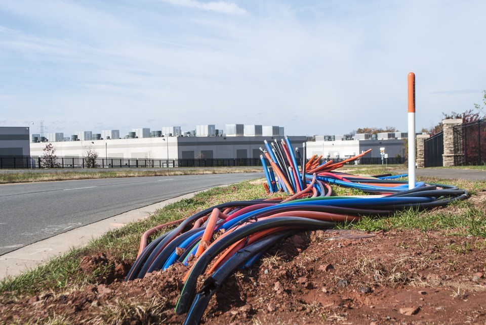 Cables outside a data center. Image by Ingrid Burrington via The Atlantic.