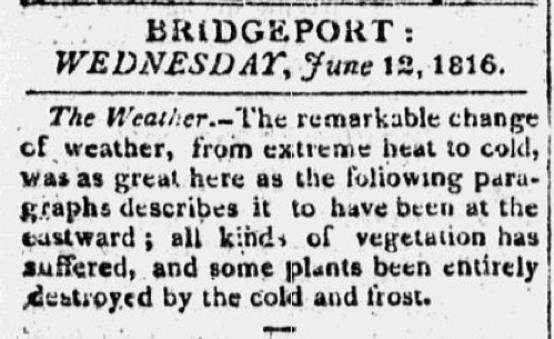 News item in June of 1816 from the Republican Farmer of Bridgeport, Connecticut.