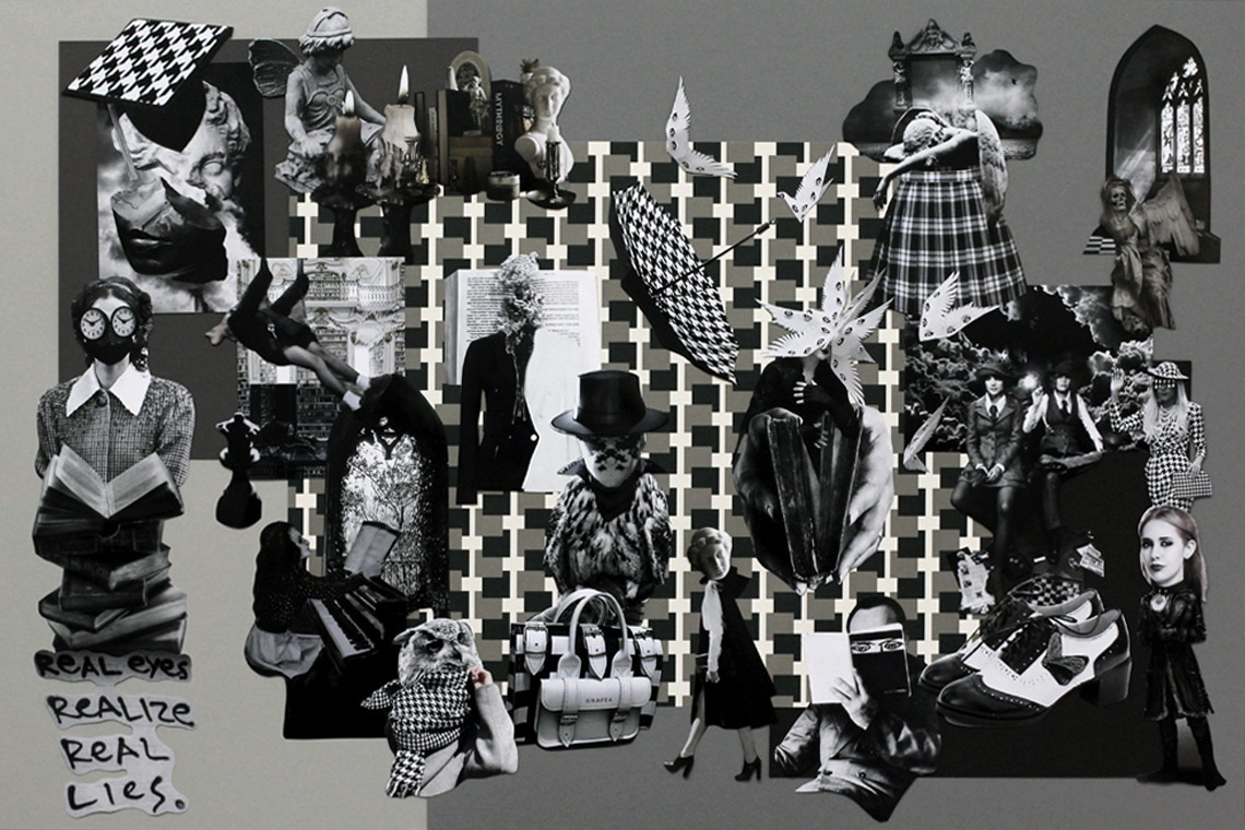 black, white, and grey collage of Dark Academia images