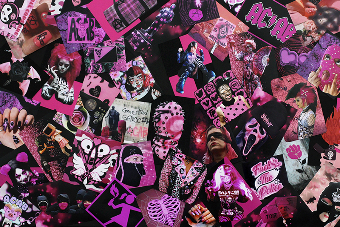 pink and black collage of punk women